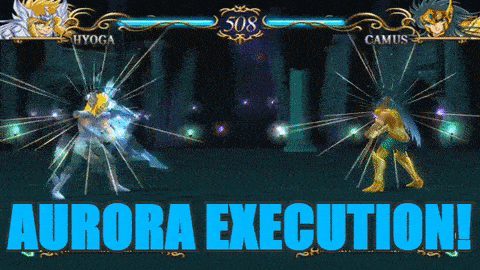 a video game screen says aurora execution on the bottom