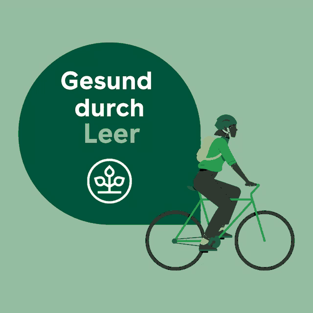 a person is riding a bike with the words gesund durch leer behind them