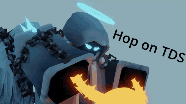 a cartoon character with chains around his neck and the words hop on tds