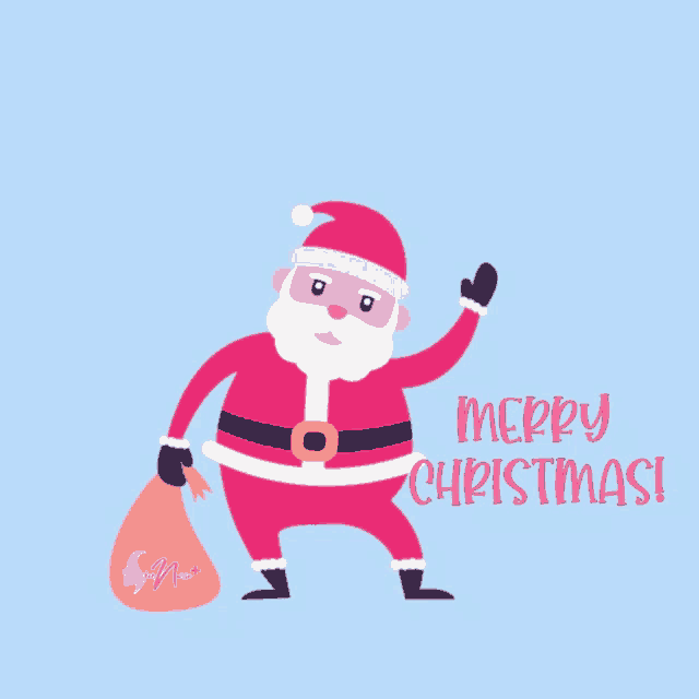 a merry christmas greeting card with a santa claus
