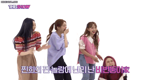a group of girls are standing next to each other with the show written on the bottom of the screen