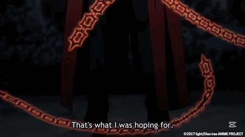a man in a red coat is surrounded by red chains and says i believed this would happen