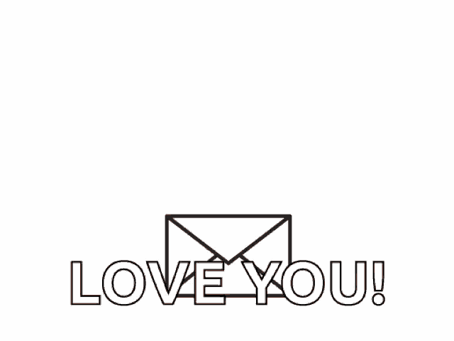 a bunch of hearts are coming out of an envelope with the words `` love you '' written on it .