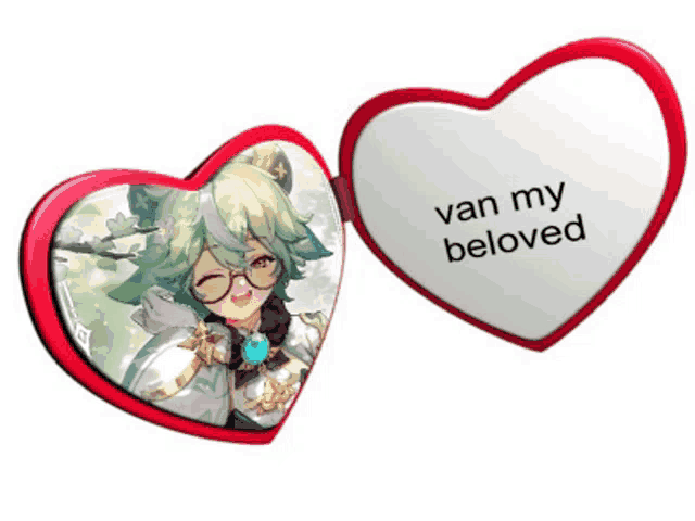 a heart shaped mirror with a picture of a boy and the words van my beloved
