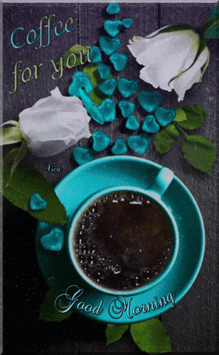 a cup of coffee on a saucer with the words coffee for your good morning