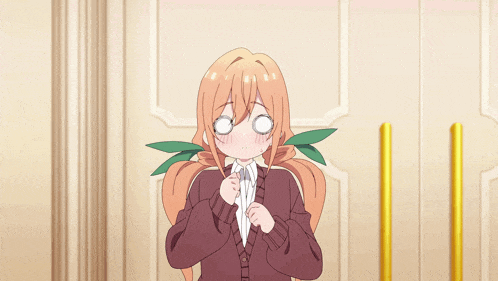 a girl with red hair and a surprised look on her face