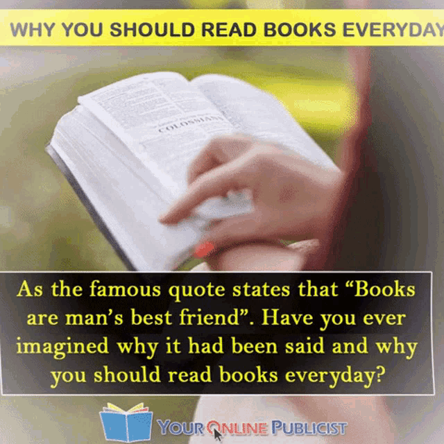 why you should read books everyday is written above a woman reading a bible