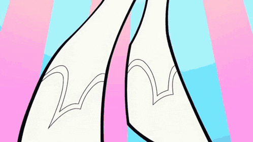 a cartoon drawing of a woman 's feet with a pink and blue background