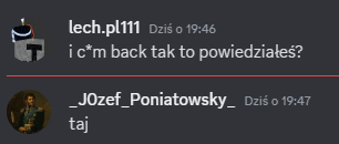 a screenshot of a conversation between lech.pl111 and jozef_poniatowsky_