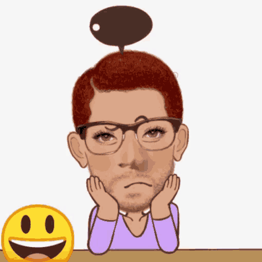 a cartoon of a man with a speech bubble on his head