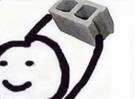 a black and white drawing of a person holding a concrete block on their head .