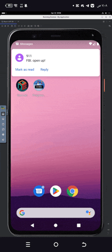 a cell phone with a message from the fbi open up