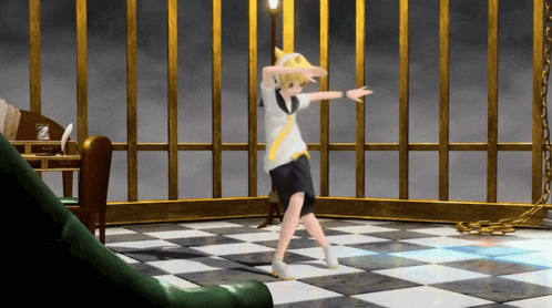 a computer generated image of a person dancing in a room