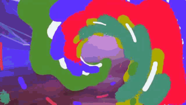 a colorful swirl on a white background with the letter t in the middle