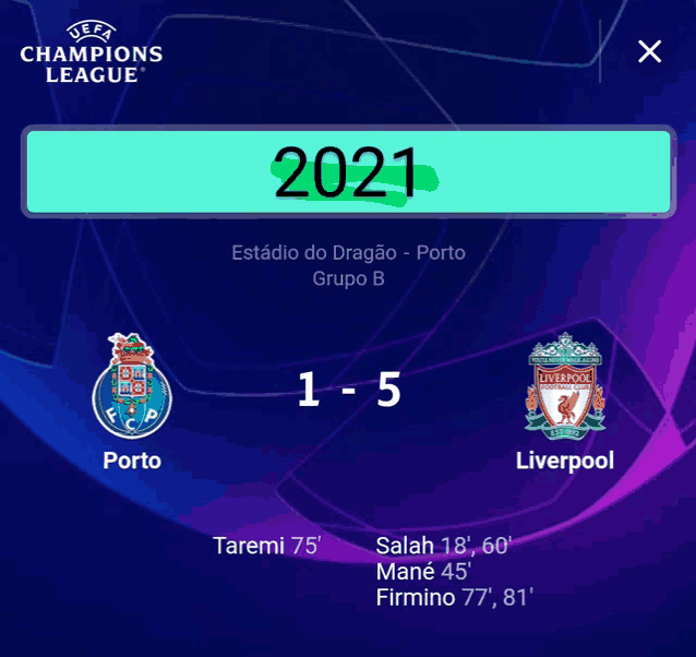 a uefa champions league game between porto and liverpool is shown
