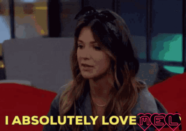 a woman says i absolutely love mel on a screen