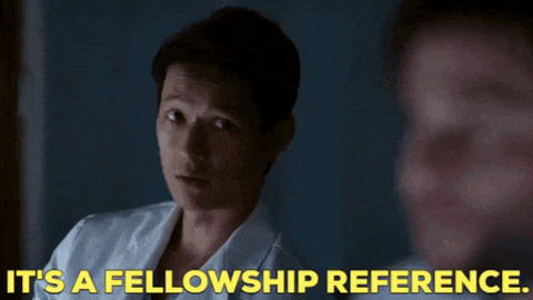 a man in a white shirt says it 's a fellowship reference .