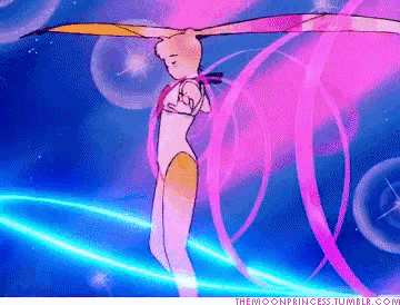 a cartoon of a girl dancing with a pink ribbon and the website themoonprincess.tumblr.com
