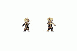 a pixel art illustration of two fighters fighting each other on a white background .