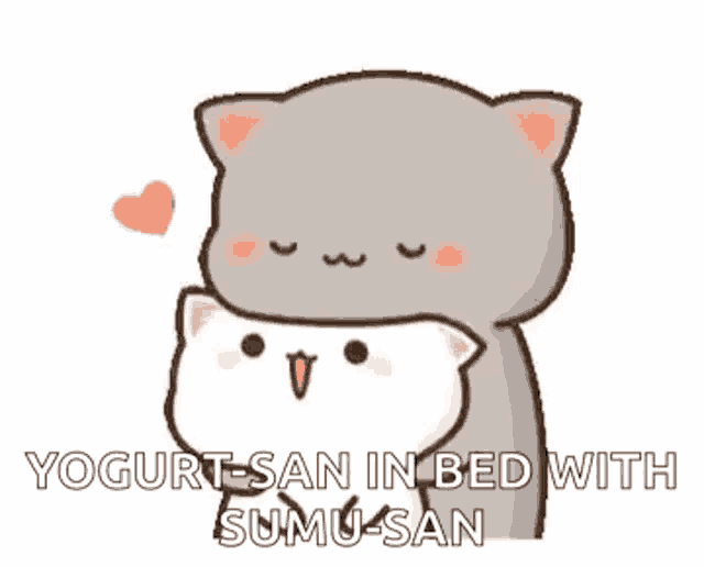 a couple of cartoon cats hugging each other with a heart in the background .