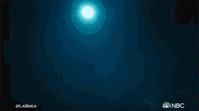 a person is swimming in the ocean with the nbc logo in the corner