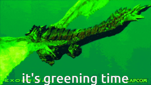 a green background with the words " it 's greening time " on it