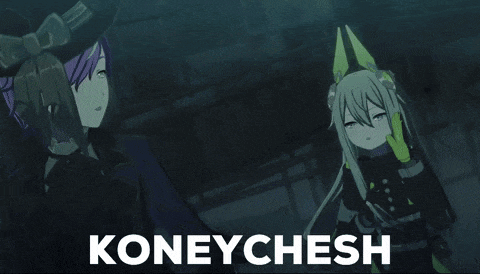 a picture of two anime characters with the word koneychesh on the bottom right