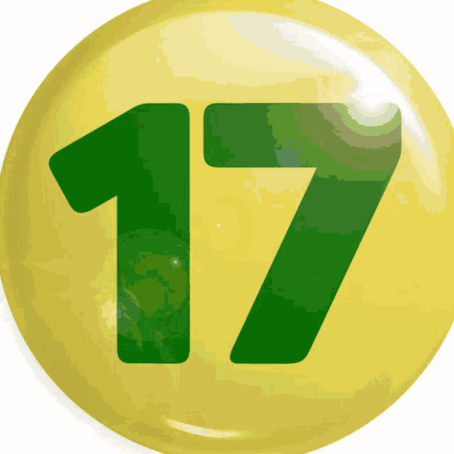 a yellow circle with the number 17 on it