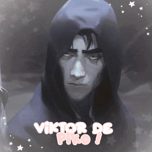 a drawing of a man with the name viktor de piro written in pink