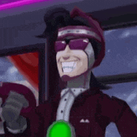 a cartoon character wearing sunglasses and a helmet is holding a green light .