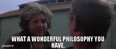 a man talking to another man with the caption what a wonderful philosophy you have .