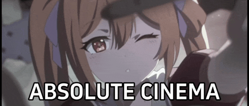 a picture of a girl and the words absolute cinema