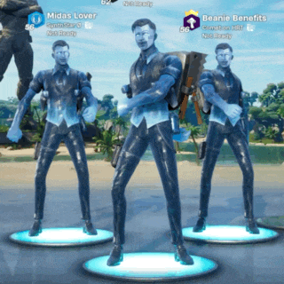 midas lover and beanie benefits are standing next to each other in a video game