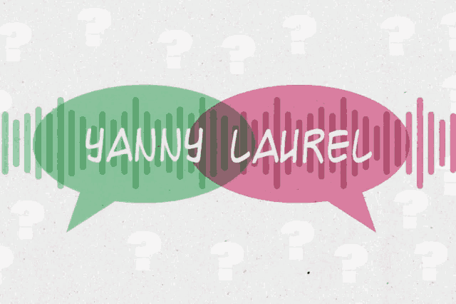 a green and pink speech bubble with the word laurel written on it