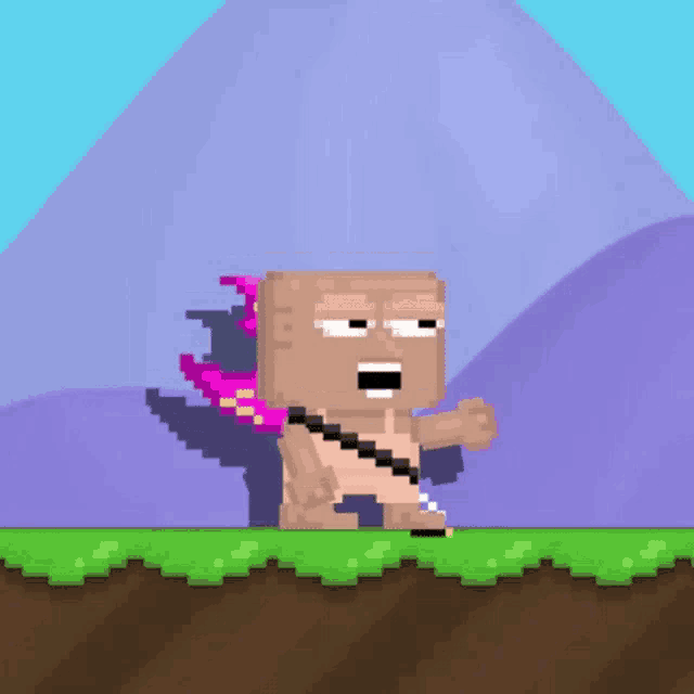 a pixel art of a man with wings and a bow