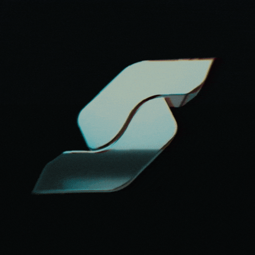 the letter s is on a black background with a swirl