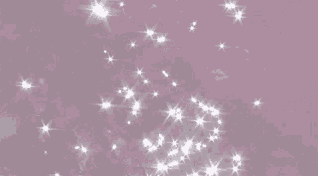 a bunch of white stars flying in the air on a pink background .
