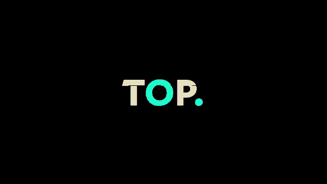 the word top is written in white and green on a black background
