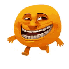 a cartoon smiley face with arms and legs is smiling and looking at the camera .
