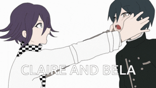 a drawing of two anime characters with the words " claire and bela " below them