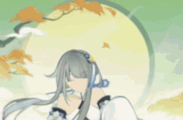 a drawing of a girl with long grey hair and a white dress
