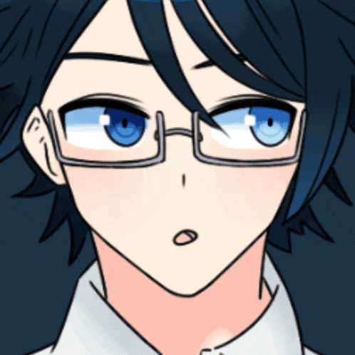 a close up of a person 's face with blue eyes and glasses