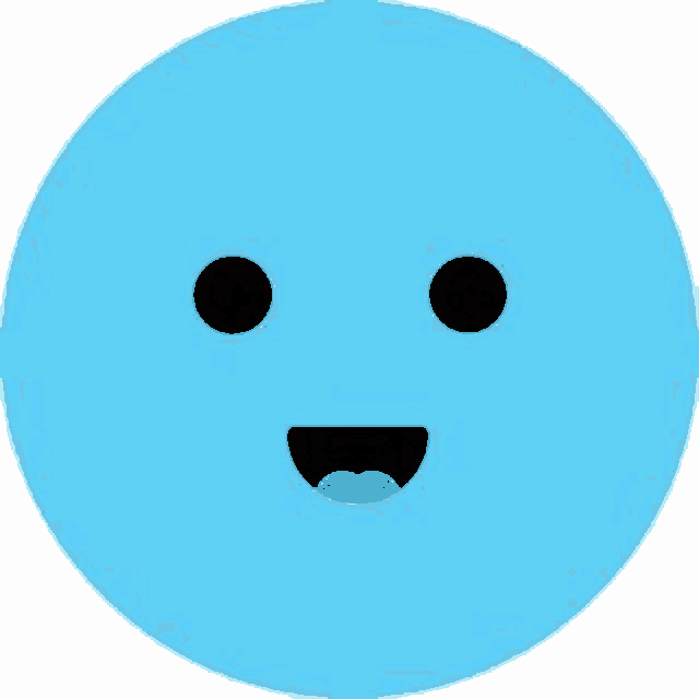 a blue circle with a smiling face and a red tongue sticking out .