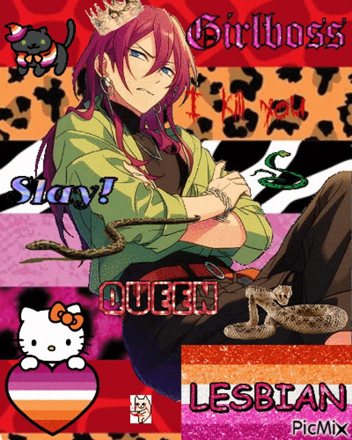 a picture of a girl with a crown on her head and the words queen lesbian on it