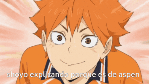 a close up of a person 's face with the words shoyo explicando porque es de aspen written below it
