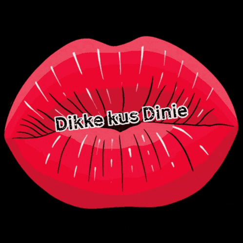 a picture of a woman 's lips with the words dikke kus dinie written on it