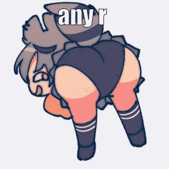 a cartoon drawing of a girl with the words any r written on it