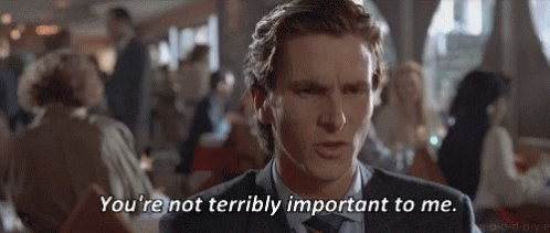 Not Important Christian Bale GIF - Not Important Christian Bale American Psycho GIFs