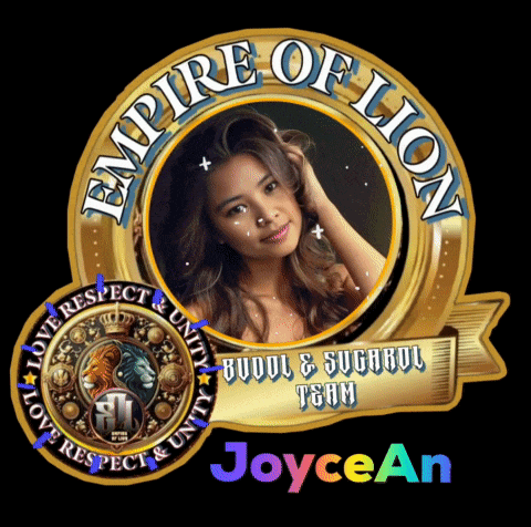 a logo for empire of lion with a picture of a woman in the center