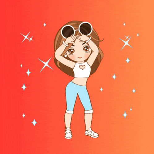 a cartoon of a girl with sunglasses and the word spir on the bottom right